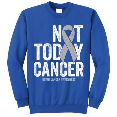 Not Today Cancer Brain Cancer Gray Tumor Awareness Ribbon Gift Tall Sweatshirt