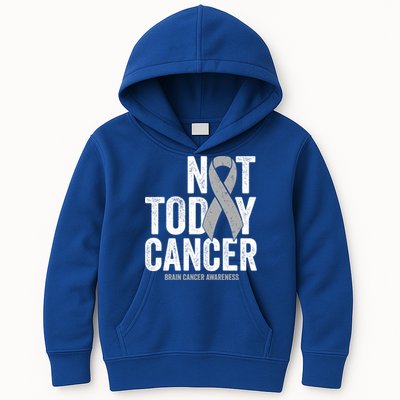 Not Today Cancer Brain Cancer Gray Tumor Awareness Ribbon Gift Kids Hoodie