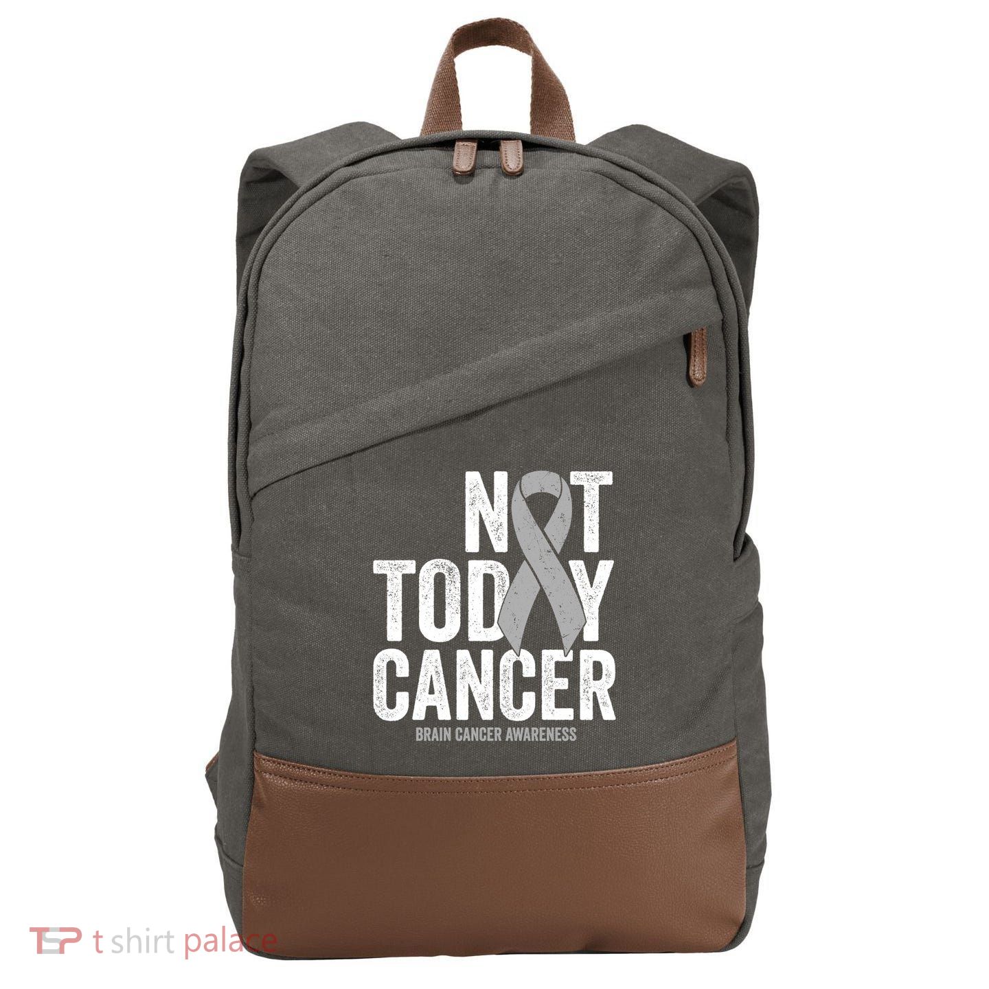 Not Today Cancer Brain Cancer Gray Tumor Awareness Ribbon Gift Cotton Canvas Backpack