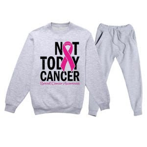 Not Today Cancer Pink Ribbon Breast Cancer Warrior Great Gift Premium Crewneck Sweatsuit Set