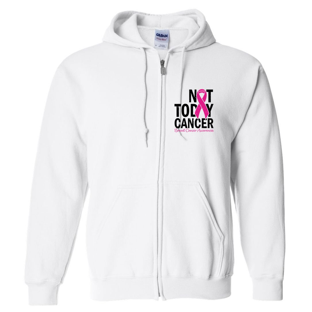 Not Today Cancer Pink Ribbon Breast Cancer Warrior Great Gift Full Zip Hoodie