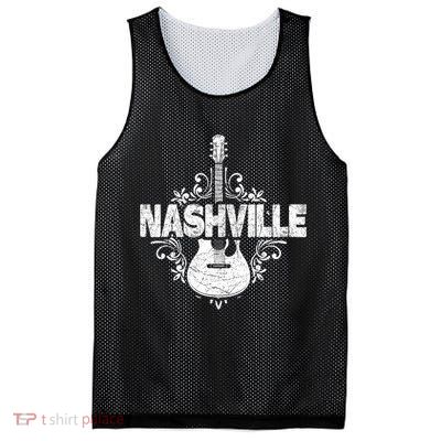 Nashville Tennessee Country Music Lovers Retro Guitar Player Mesh Reversible Basketball Jersey Tank