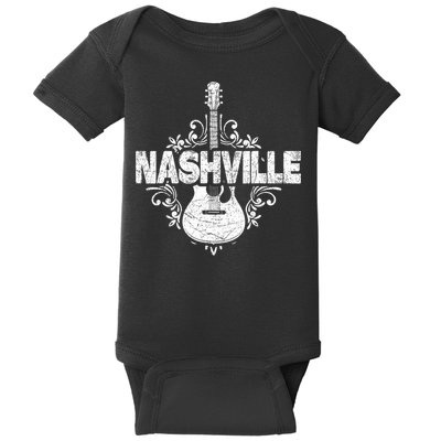 Nashville Tennessee Country Music Lovers Retro Guitar Player Baby Bodysuit