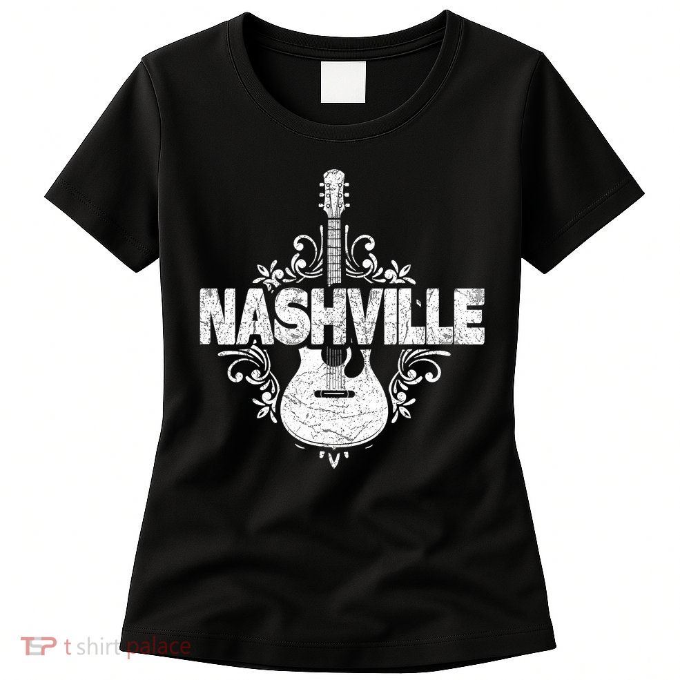 Nashville Tennessee Country Music Lovers Retro Guitar Player Womens T-Shirt