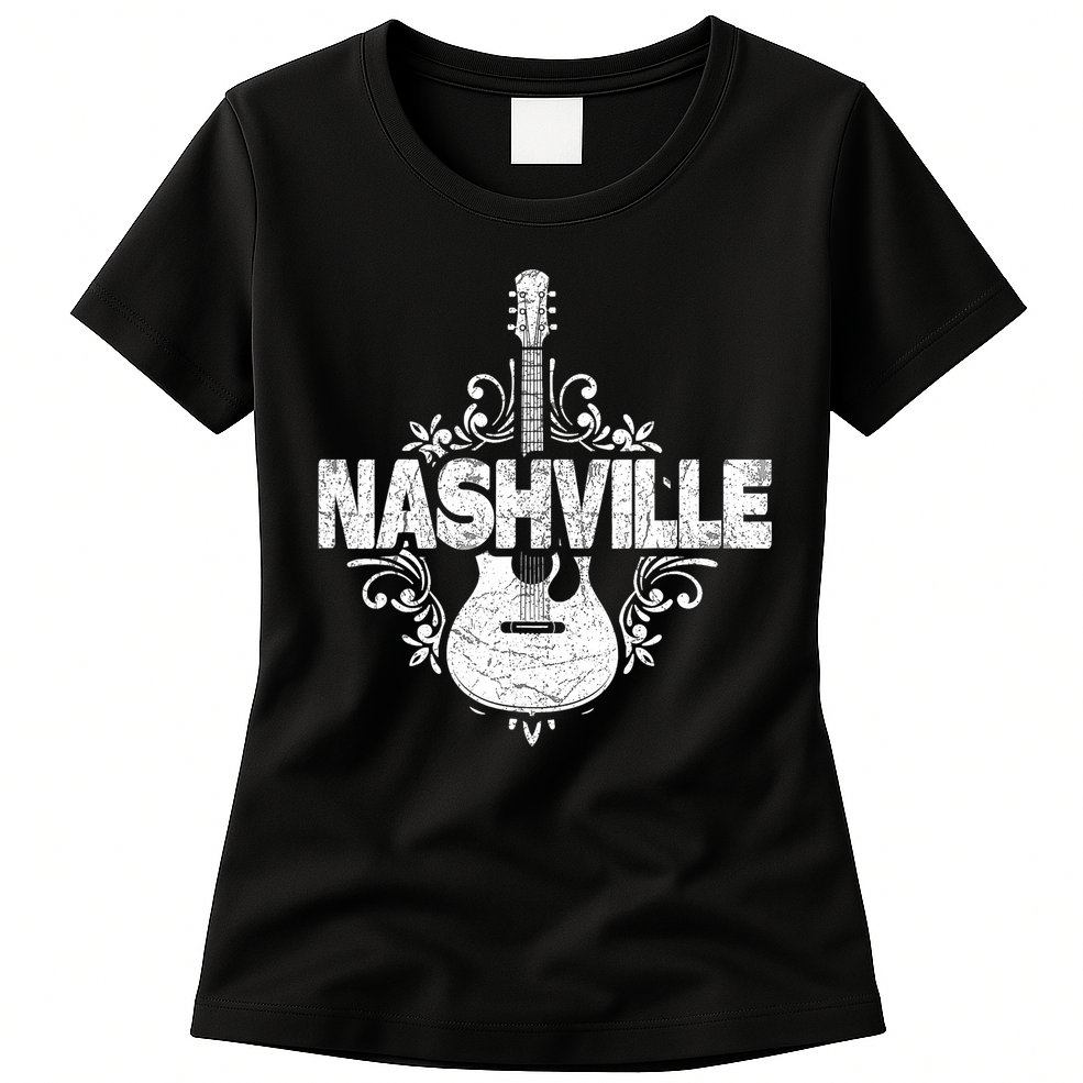 Nashville Tennessee Country Music Lovers Retro Guitar Player Womens T-Shirt