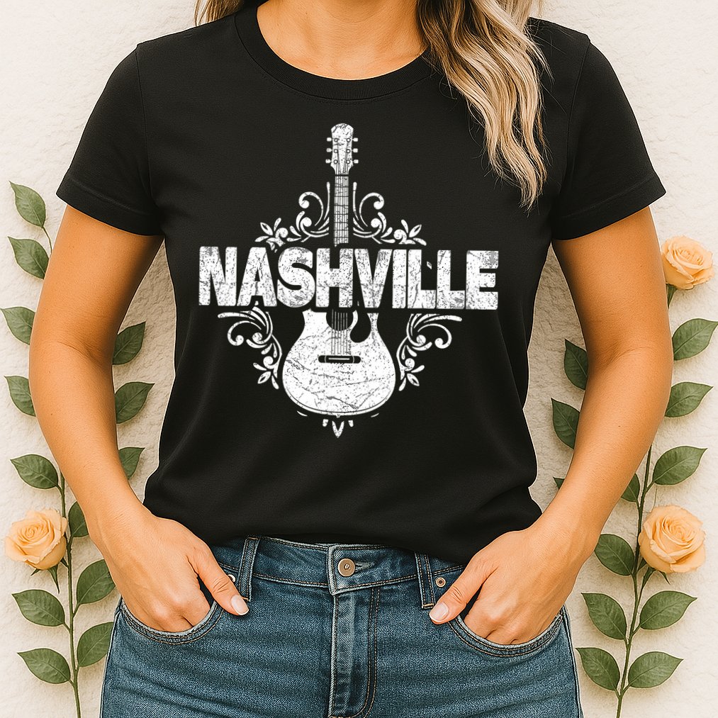 Nashville Tennessee Country Music Lovers Retro Guitar Player Womens T-Shirt