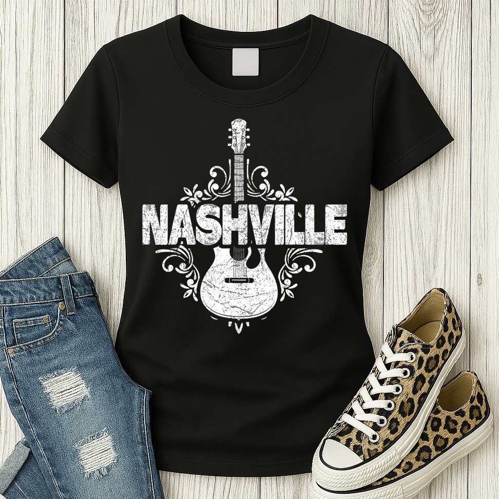 Nashville Tennessee Country Music Lovers Retro Guitar Player Womens T-Shirt