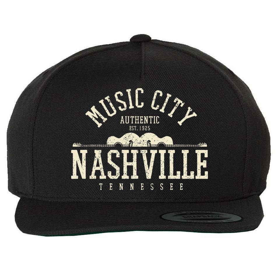 Nashville Tennessee Country Music City Guitar Gift Vintage Wool Snapback Cap