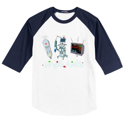 Nurse Telemetry Christmas Respiratory Therapist ICU Rn Rt Baseball Sleeve Shirt