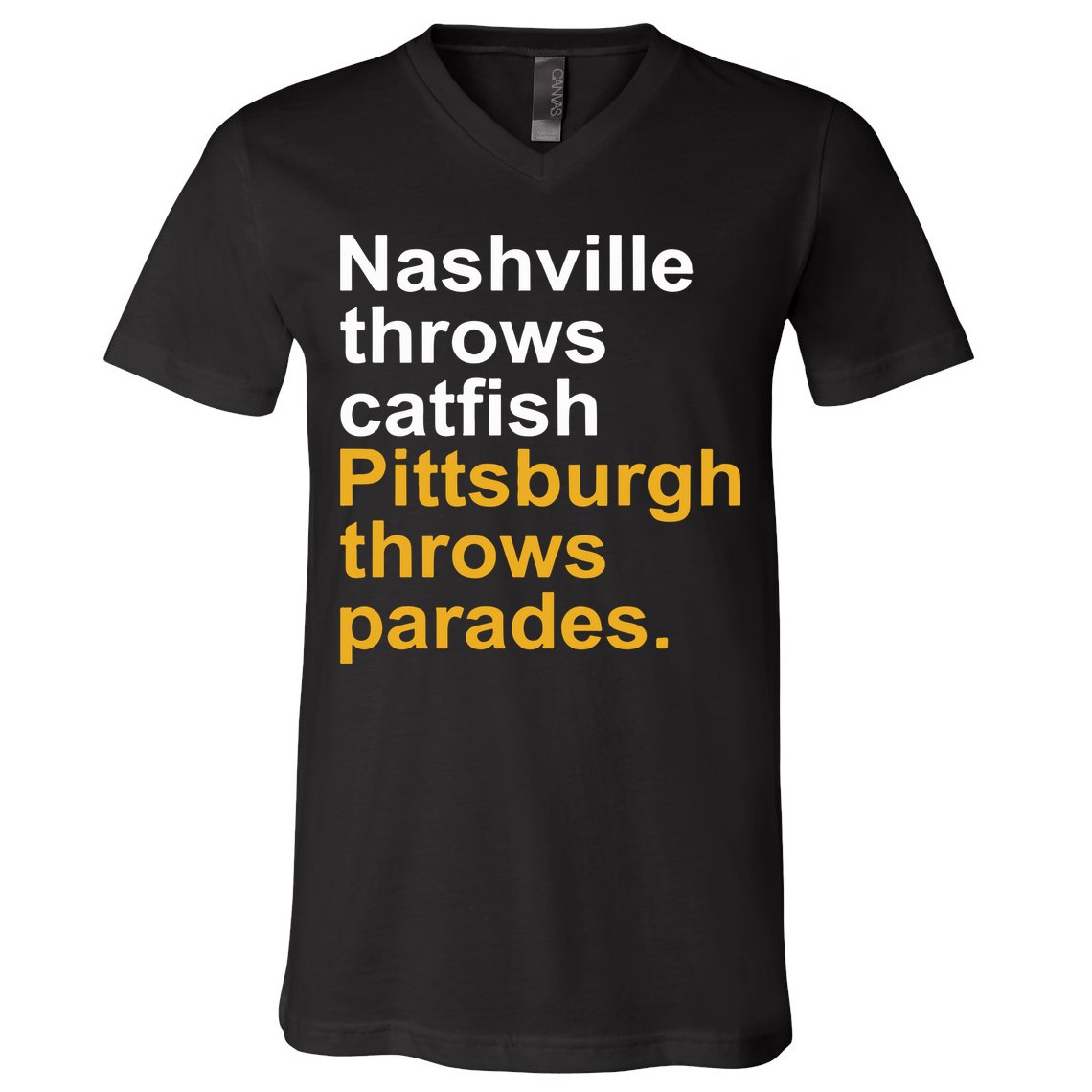 Nashville Throws Catfish Pittsburgh Throws Parades V-Neck T-Shirt