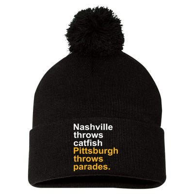 Nashville Throws Catfish Pittsburgh Throws Parades Pom Pom 12in Knit Beanie