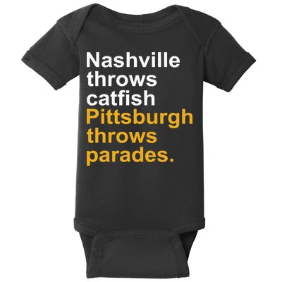 Nashville Throws Catfish Pittsburgh Throws Parades Baby Bodysuit