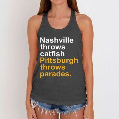 Nashville Throws Catfish Pittsburgh Throws Parades Women's Knotted Racerback Tank