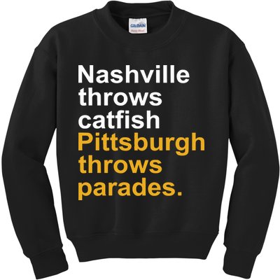 Nashville Throws Catfish Pittsburgh Throws Parades Kids Sweatshirt