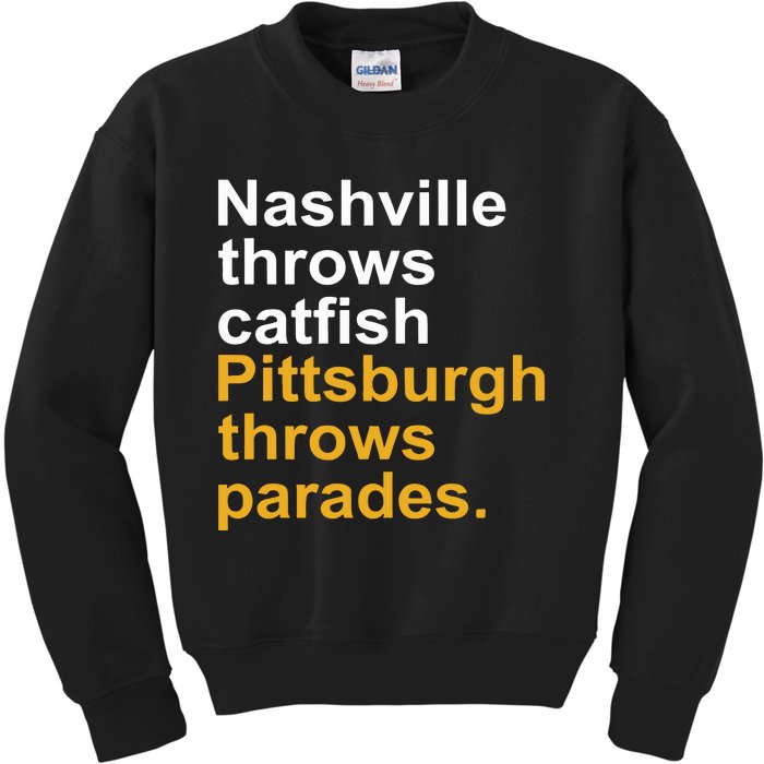 Nashville Throws Catfish Pittsburgh Throws Parades Kids Sweatshirt