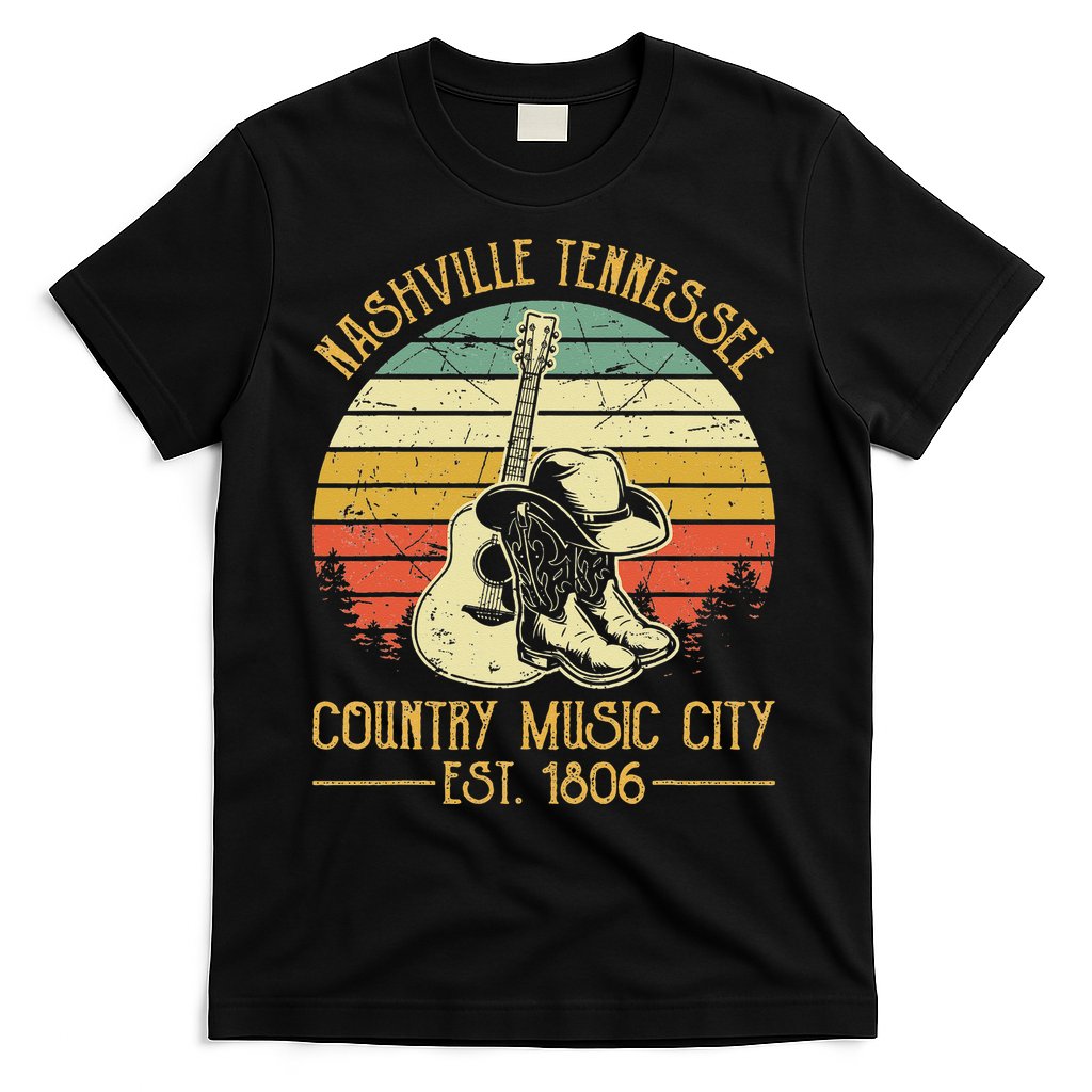 Nashville Tennessee Country Music City Boots Hat Guitar T-Shirt