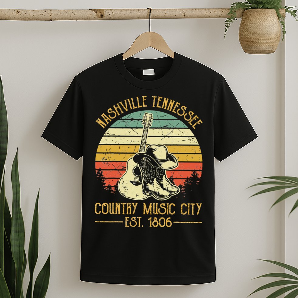 Nashville Tennessee Country Music City Boots Hat Guitar T-Shirt