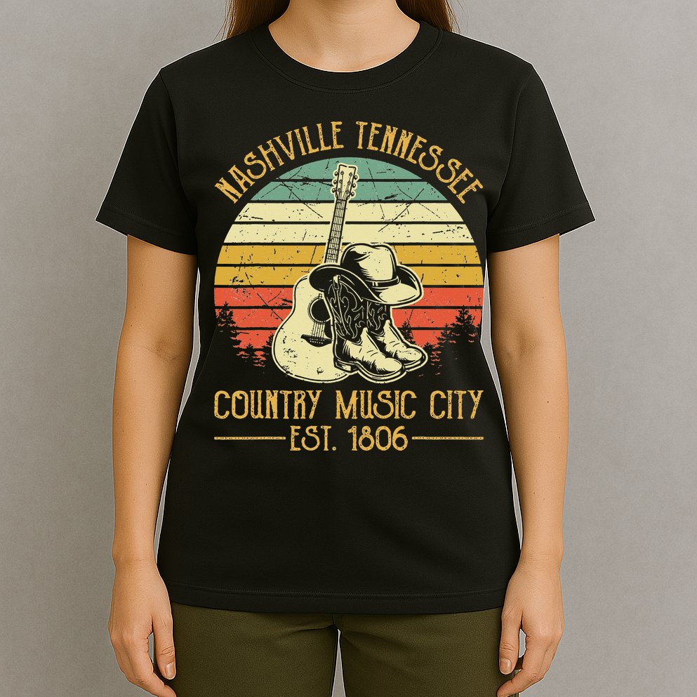 Nashville Tennessee Country Music City Boots Hat Guitar T-Shirt