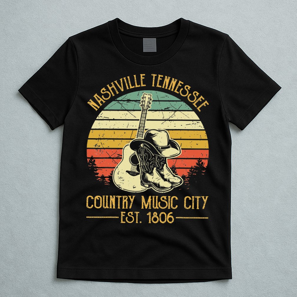 Nashville Tennessee Country Music City Boots Hat Guitar T-Shirt