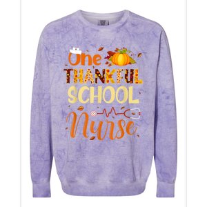 Nurse Thanksgiving Day One Thankful School Nurse Pumpkin Gift Colorblast Crewneck Sweatshirt