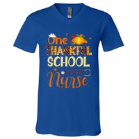 Nurse Thanksgiving Day One Thankful School Nurse Pumpkin Gift V-Neck T-Shirt