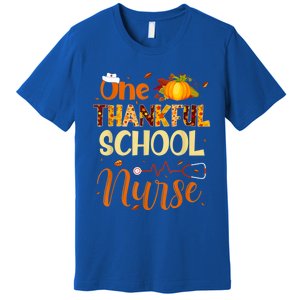 Nurse Thanksgiving Day One Thankful School Nurse Pumpkin Gift Premium T-Shirt