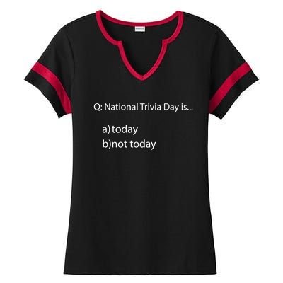 National Trivia Day Funny General Knowledge Quiz Team Gift Ladies Halftime Notch Neck Tee