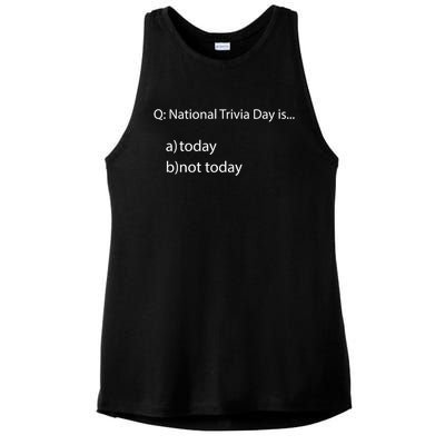 National Trivia Day Funny General Knowledge Quiz Team Gift Ladies PosiCharge Tri-Blend Wicking Tank