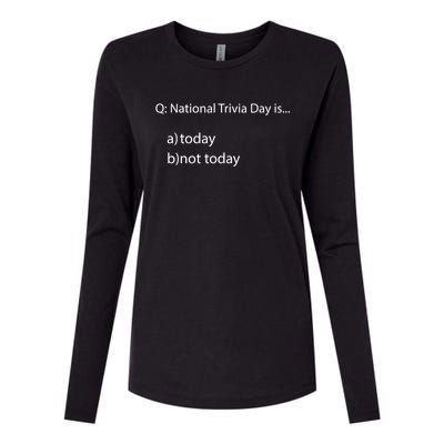 National Trivia Day Funny General Knowledge Quiz Team Gift Womens Cotton Relaxed Long Sleeve T-Shirt