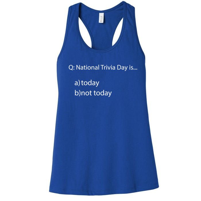 National Trivia Day Funny General Knowledge Quiz Team Gift Women's Racerback Tank