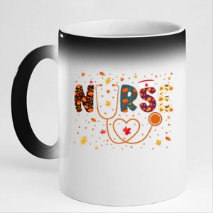 Nursing Thanksgiving Day Stethoscope Fall Nurse Costume 11oz Black Color Changing Mug