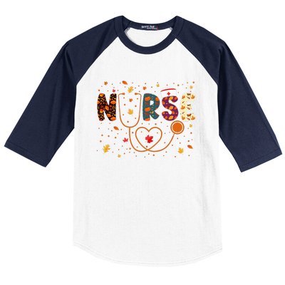 Nursing Thanksgiving Day Stethoscope Fall Nurse Costume Baseball Sleeve Shirt