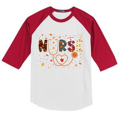 Nursing Thanksgiving Day Stethoscope Fall Nurse Costume Kids Colorblock Raglan Jersey