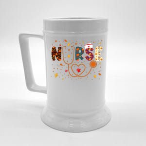 Nursing Thanksgiving Day Stethoscope Fall Nurse Costume Beer Stein