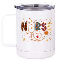 Nursing Thanksgiving Day Stethoscope Fall Nurse Costume 12 oz Stainless Steel Tumbler Cup