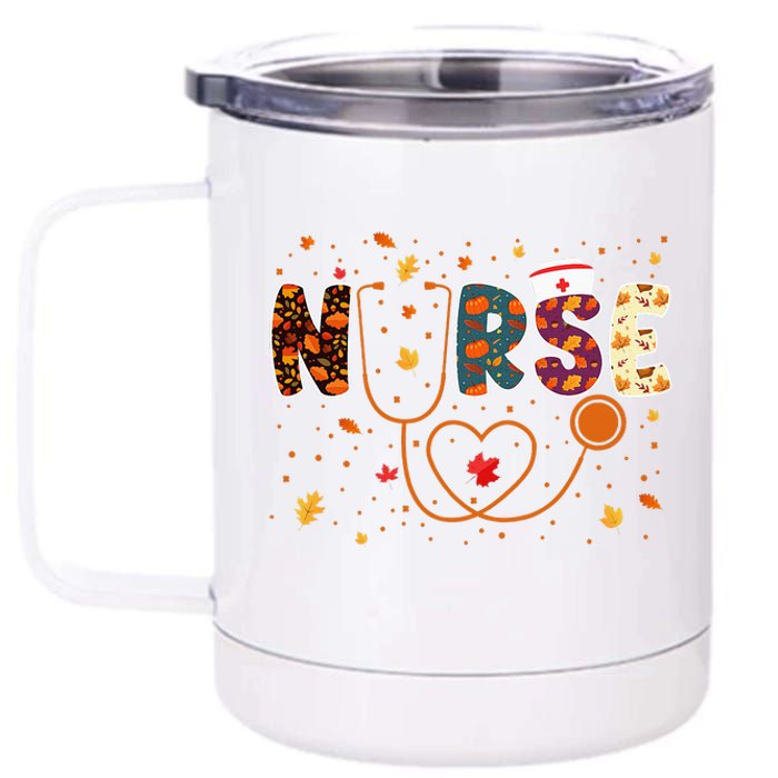 Nursing Thanksgiving Day Stethoscope Fall Nurse Costume 12 oz Stainless Steel Tumbler Cup