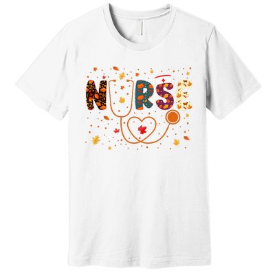 Nursing Thanksgiving Day Stethoscope Fall Nurse Costume Premium T-Shirt