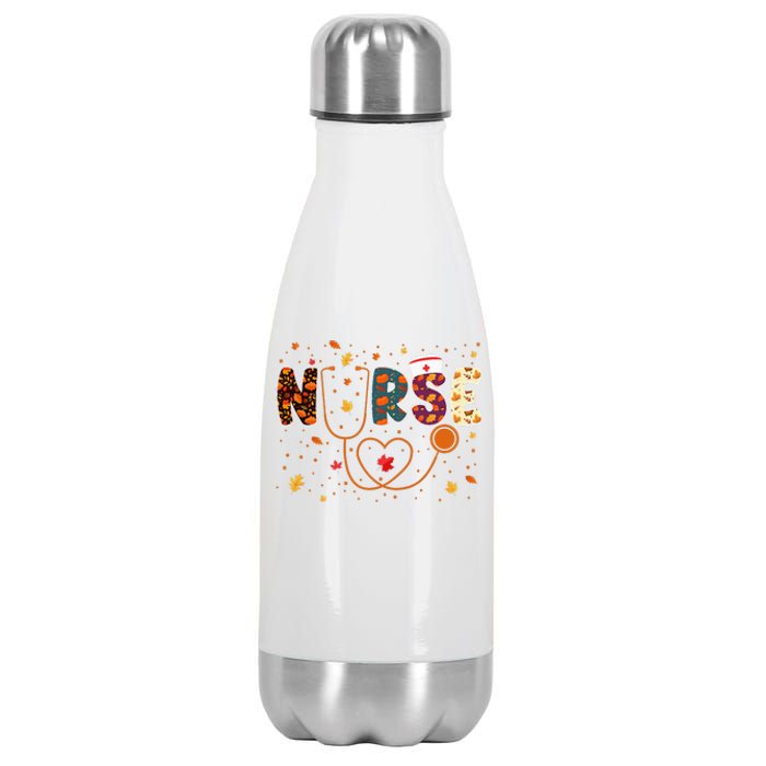 Nursing Thanksgiving Day Stethoscope Fall Nurse Costume Stainless Steel Insulated Water Bottle