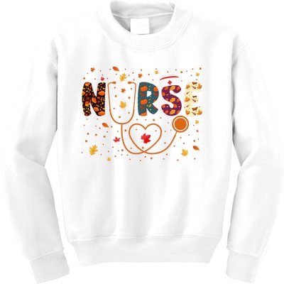 Nursing Thanksgiving Day Stethoscope Fall Nurse Costume Kids Sweatshirt