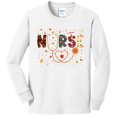 Nursing Thanksgiving Day Stethoscope Fall Nurse Costume Kids Long Sleeve Shirt