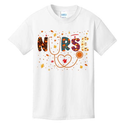 Nursing Thanksgiving Day Stethoscope Fall Nurse Costume Kids T-Shirt