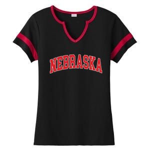 Nebraska Throwback Design Print Classic Ladies Halftime Notch Neck Tee