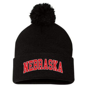 Nebraska Throwback Design Print Classic Pom Pom 12in Knit Beanie