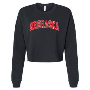 Nebraska Throwback Design Print Classic Cropped Pullover Crew