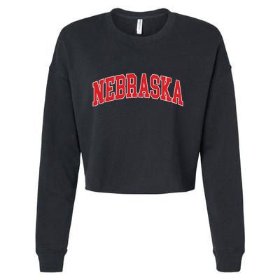 Nebraska Throwback Design Print Classic Cropped Pullover Crew