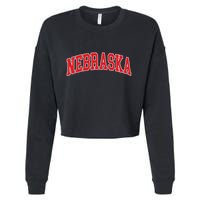 Nebraska Throwback Design Print Classic Cropped Pullover Crew