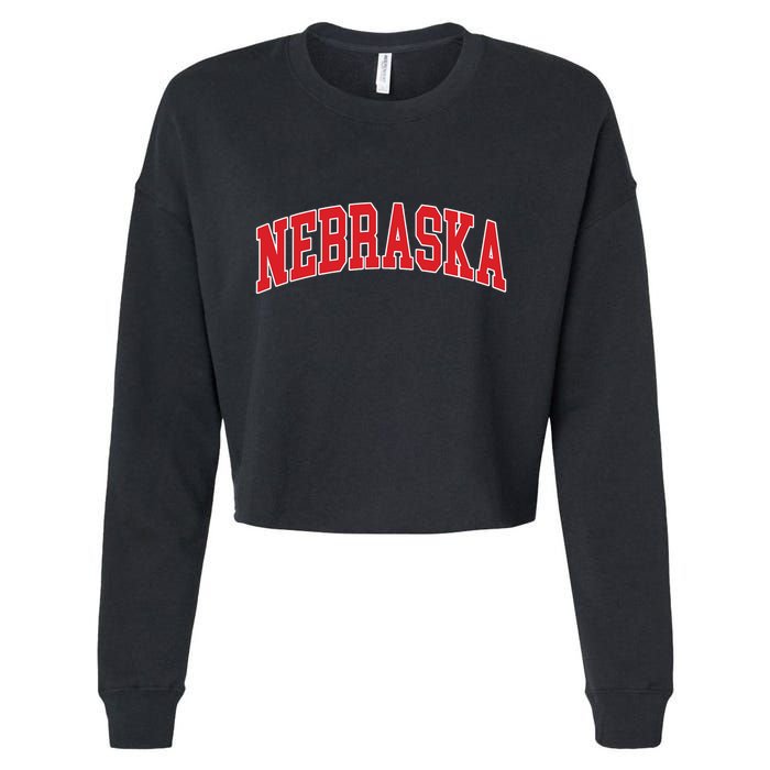 Nebraska Throwback Design Print Classic Cropped Pullover Crew