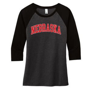 Nebraska Throwback Design Print Classic Women's Tri-Blend 3/4-Sleeve Raglan Shirt