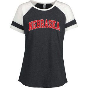 Nebraska Throwback Design Print Classic Enza Ladies Jersey Colorblock Tee