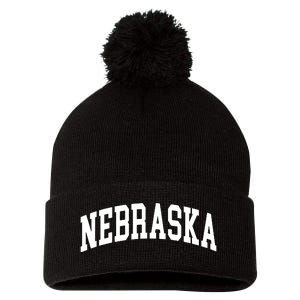 Nebraska Throwback Design Classic Pom Pom 12in Knit Beanie